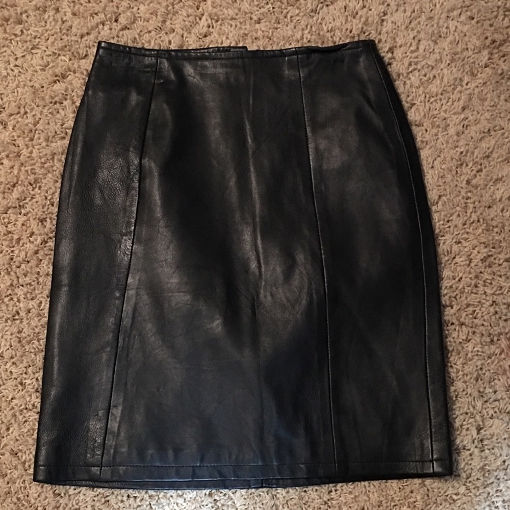 Genuine Leather Black Skirt